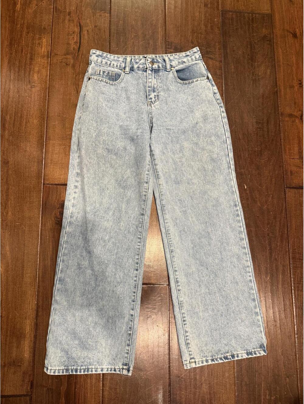 Viral Bow Pocket Wide Leg Jeans Coquette Light Wash Denim Size 5